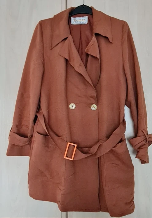 Roman Originals Rust Belted Blazer Coat UK 8-10 Double Breasted