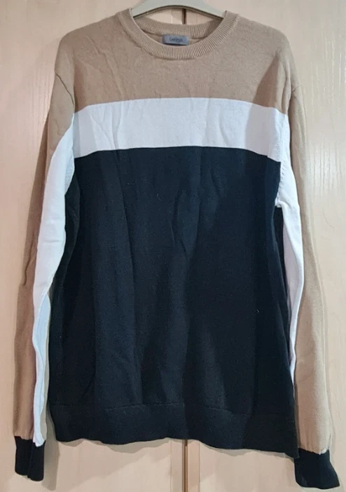 George Men’s Colour Block Jumper Beige Black White XL