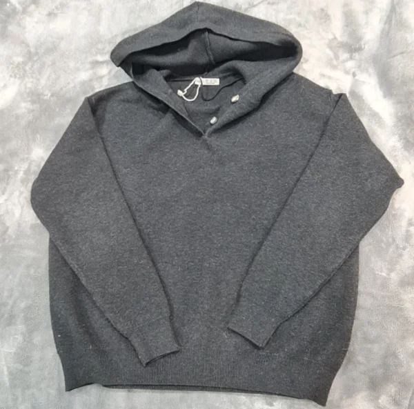 Oysho Women’s Hooded Knit Jumper Dark Grey XS
