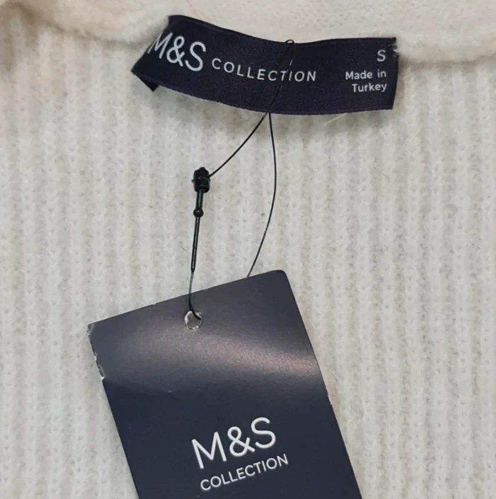 M&S Women’s Pearl Embellished Cropped Cardigan Cream UK 8-10 - Image 2