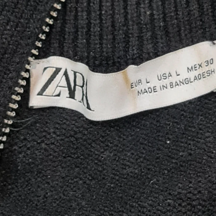 ZARA Knit Women’s Striped Half Zip Jumper Black White Size L - Image 2