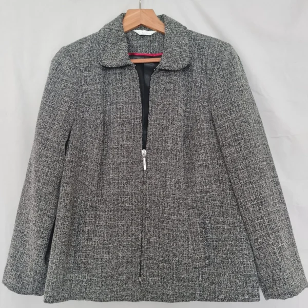 Classics Women’s Textured Zip Up Jacket Grey Black M UK 12-14