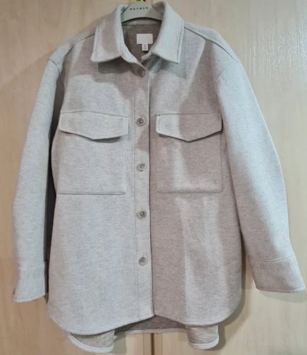 H&M Light Grey Shacket Overshirt Jacket Women’s Size S