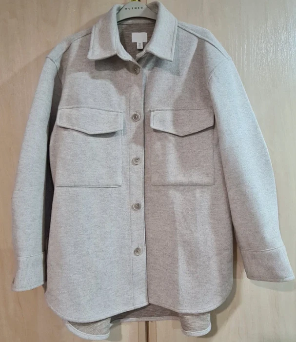 H&M Light Grey Shacket Overshirt Jacket Women’s Size S