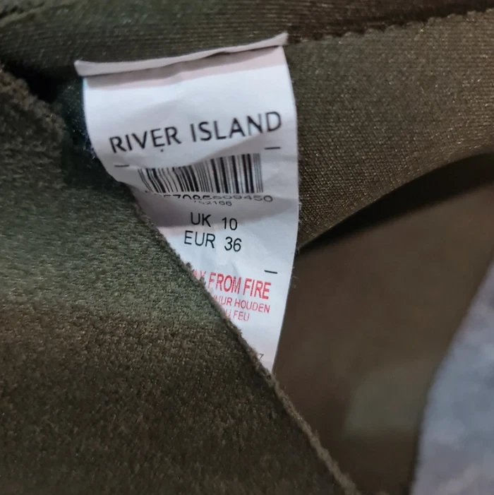River Island Khaki Faux Fur Collar Coat Size S / UK 8-10 - Image 4