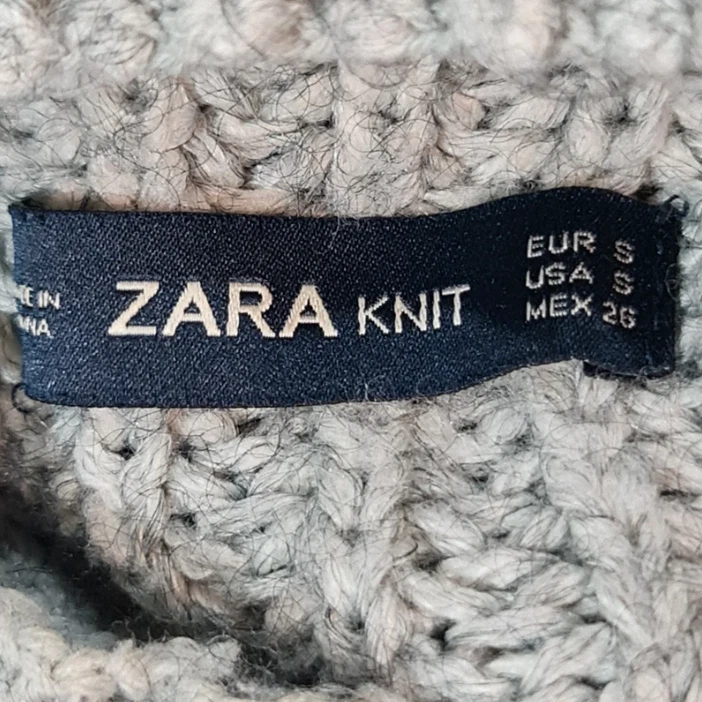 ZARA Knit Grey Chunky Knit Jumper Size S | Oversized Distressed - Image 2