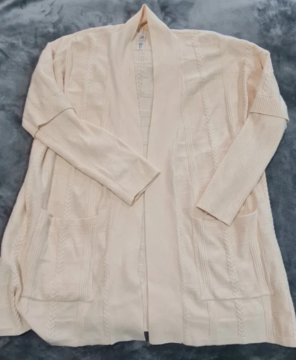 Maria Wynne Cream Knit Open Front Cardigan Women’s XL