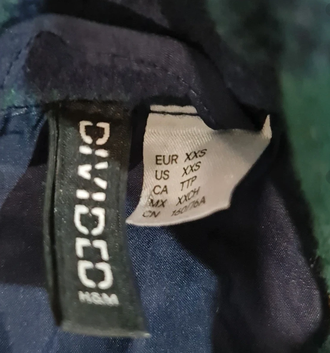 H&M Divided Green Tartan Zip Up Jacket Coat XS - Image 3
