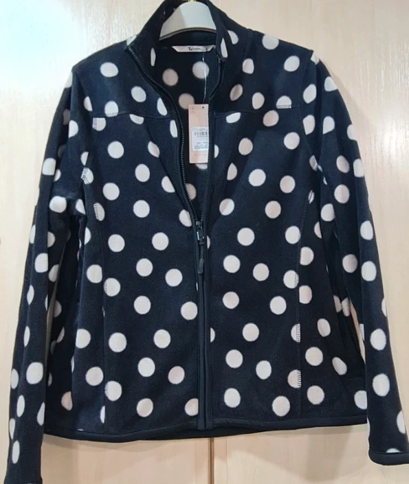TU Women’s Navy Blue Polka Dot Fleece Zip Jacket Size 14