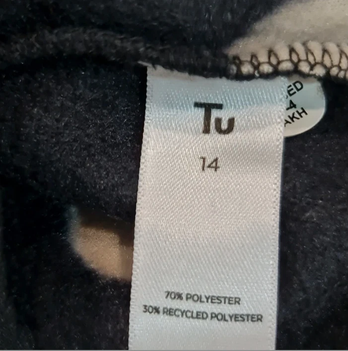TU Women’s Navy Blue Polka Dot Fleece Zip Jacket Size 14 - Image 3