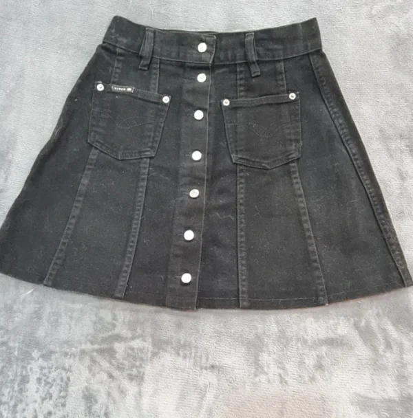 Vites Women’s Black Denim Button Front Skirt Size EU 38