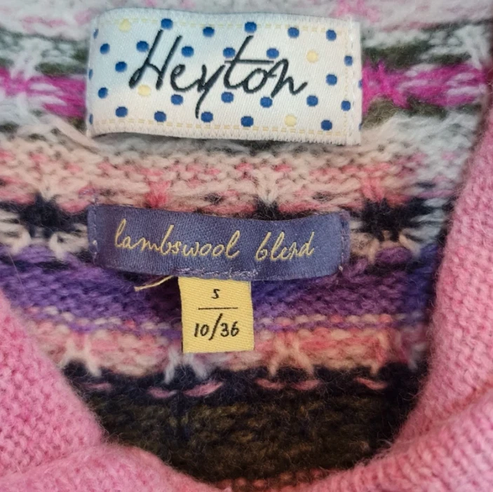 Heyton Women’s Pink Lambswool Blend Hooded Knit Jumper Size S - Image 3