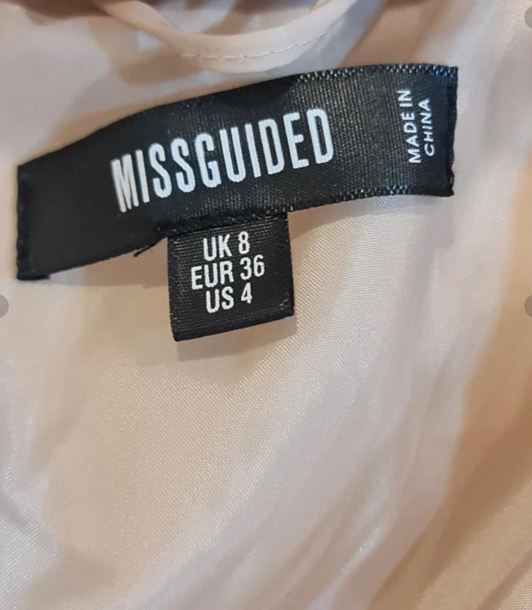Missguided Women’s Beige Puffer Jacket Faux Fur Hood UK 8 - Image 3
