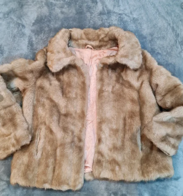 Astraka Women’s Faux Fur Coat Brown Vintage Style UK 18