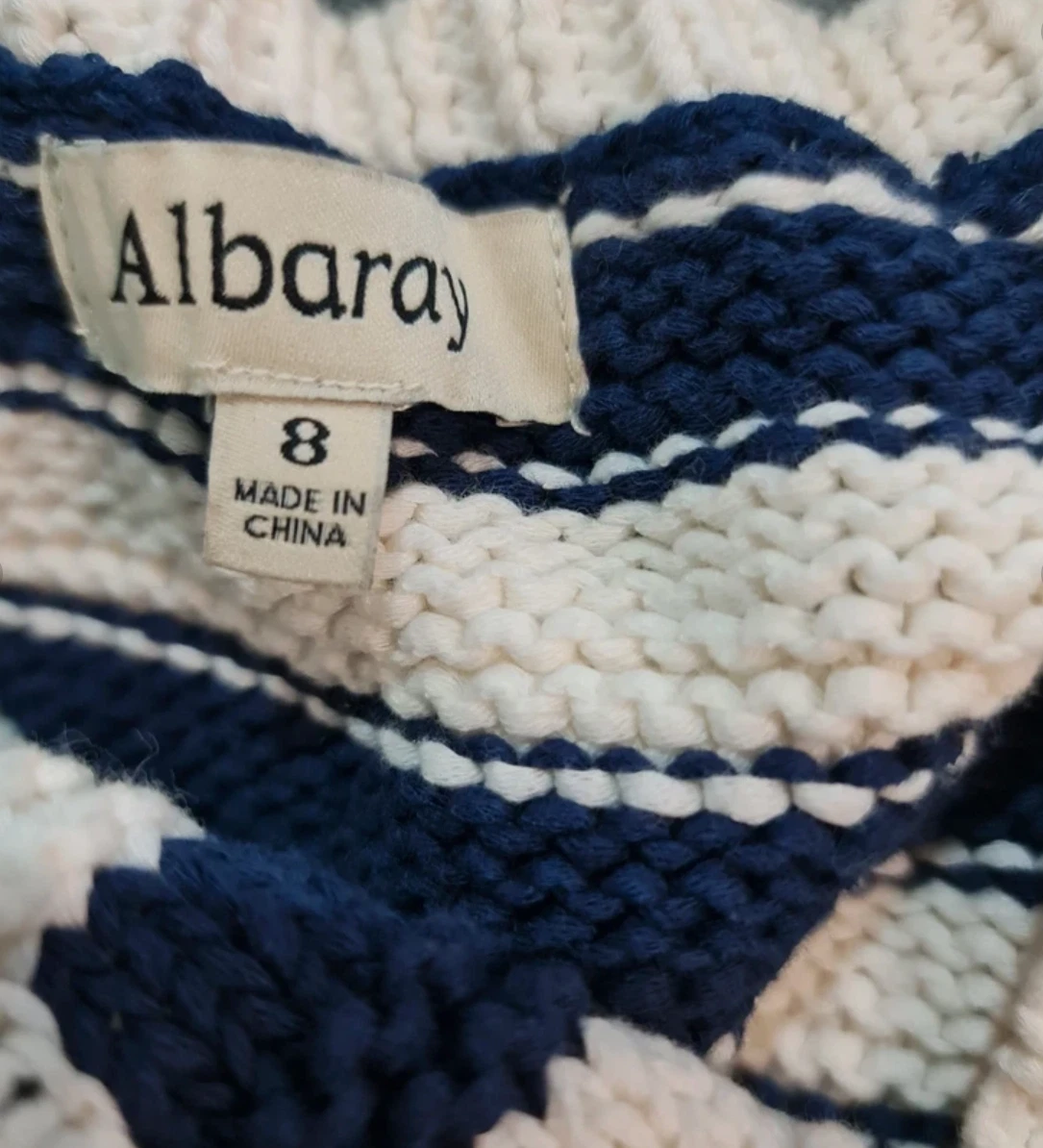 Striped Knitted Navy & White Vest Albaray Women’s UK 8 - Image 3
