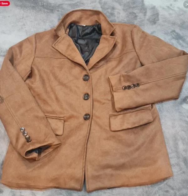 Camel Faux Suede Women’s Blazer Jacket Size S