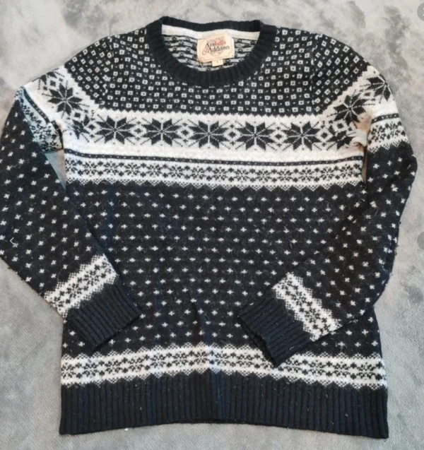 Arabela & Addison Wool Blend Nordic Knit Jumper Black White S