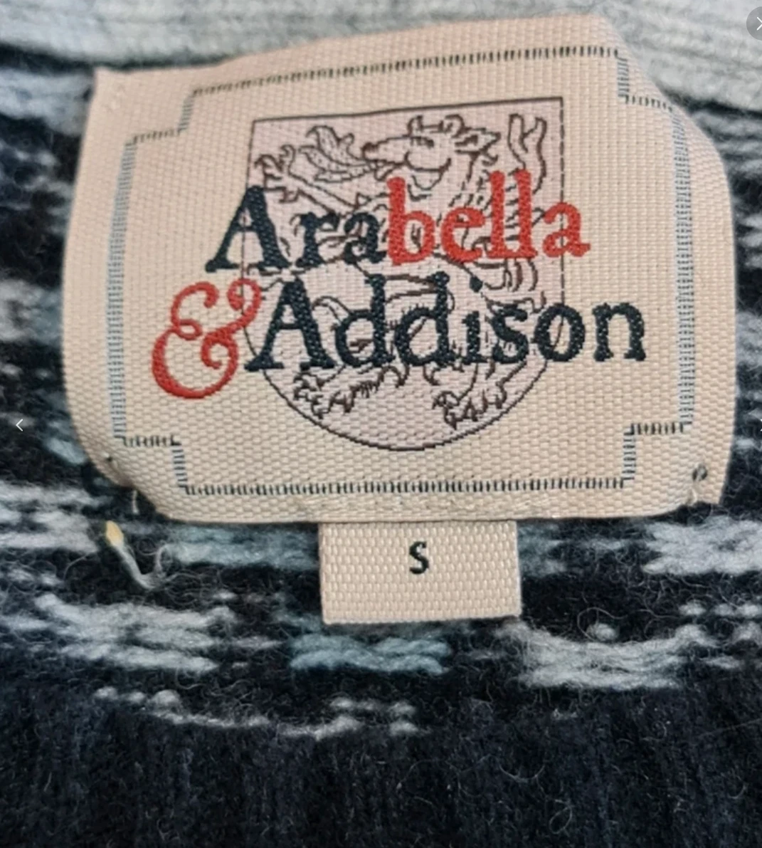 Arabela & Addison Wool Blend Nordic Knit Jumper Black White S - Image 3