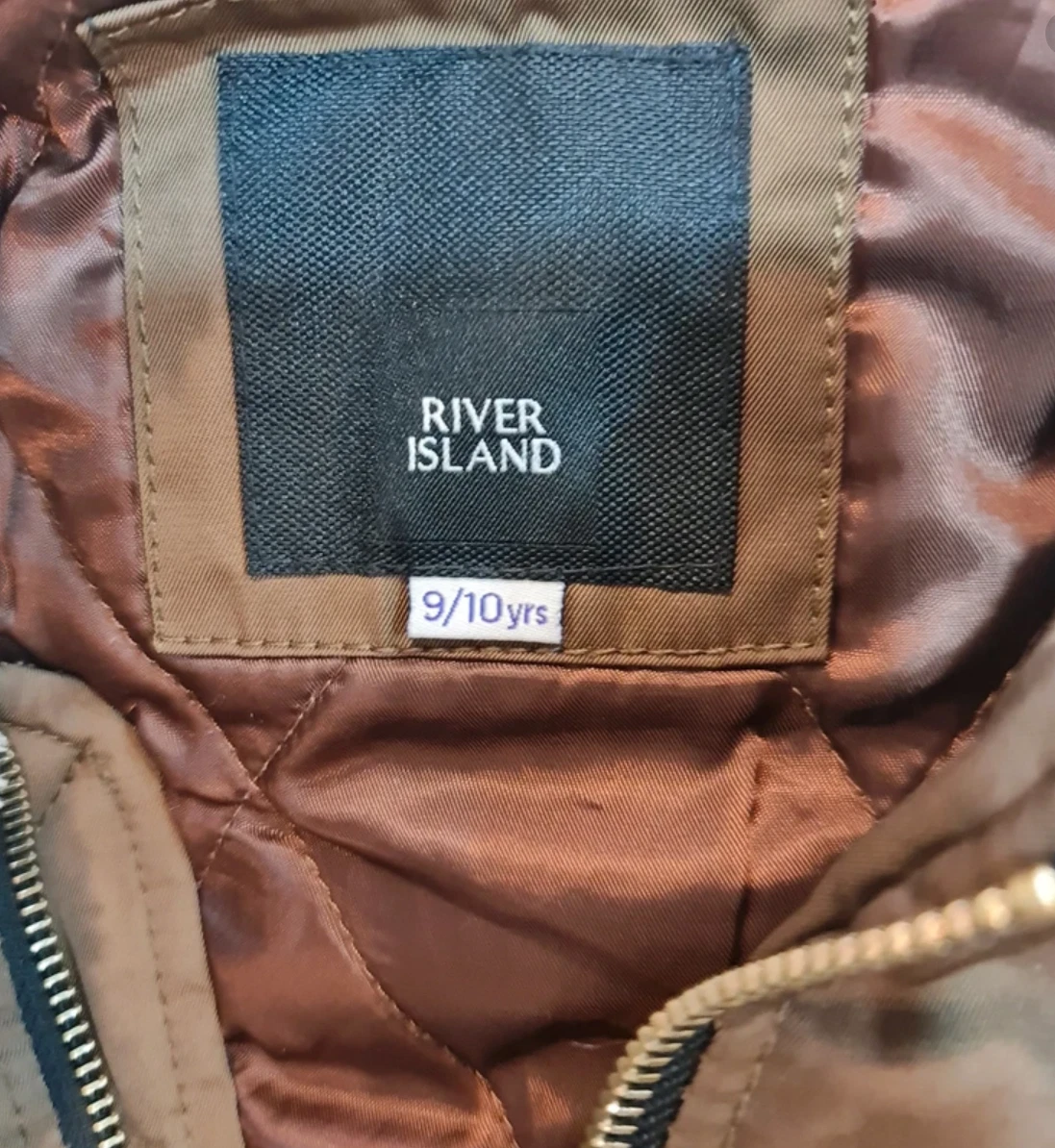 River Island Boys Brown Bomber Jacket Faux Fur Collar 9–10Y - Image 2