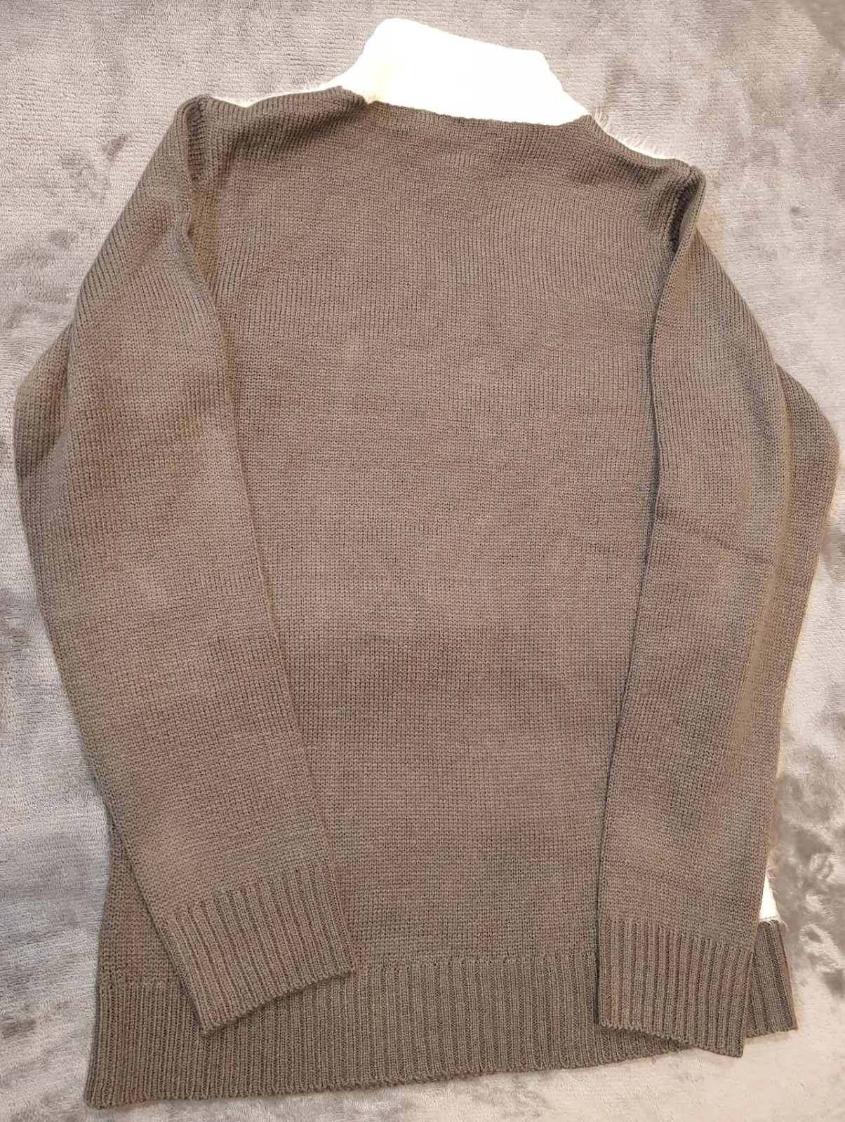 Afibel Women’s Jumper UK 6/8 Beige Grey Blue Pattern Knit - Image 2