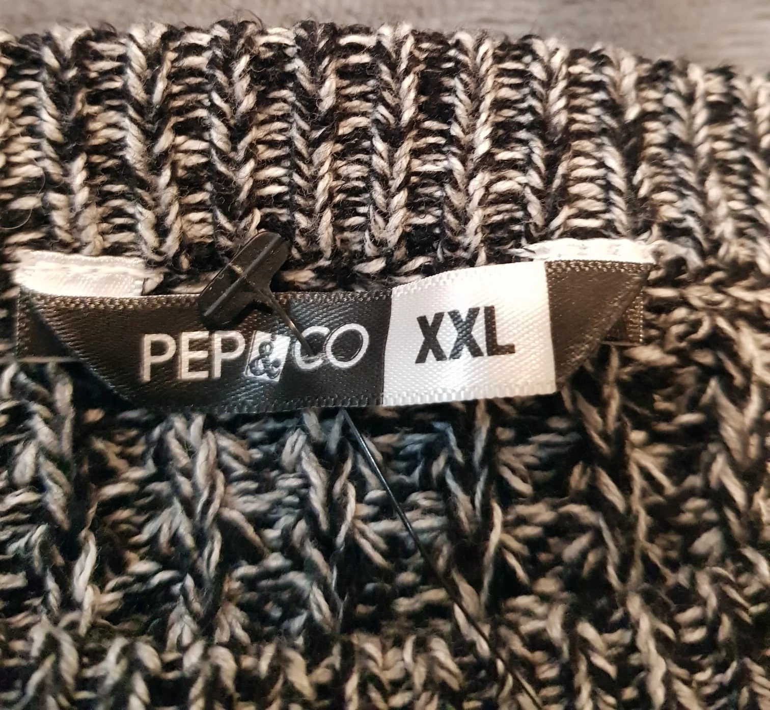 Pep&Co Men’s Chunky Knit Jumper – Grey & Black Marl Sweater XXL - Image 3