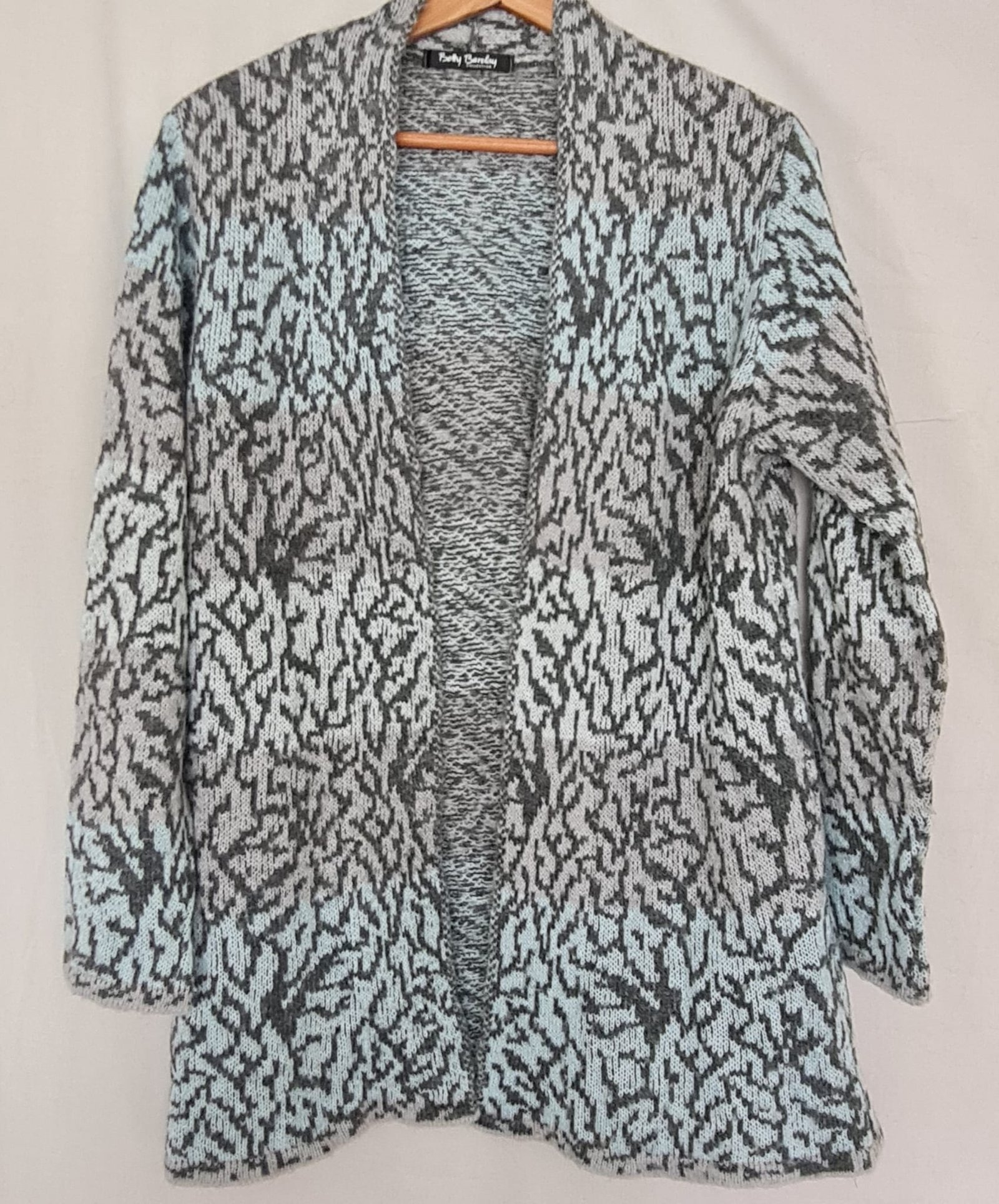Betty Barclay Grey & Turquoise Abstract Cardigan S / 8-10