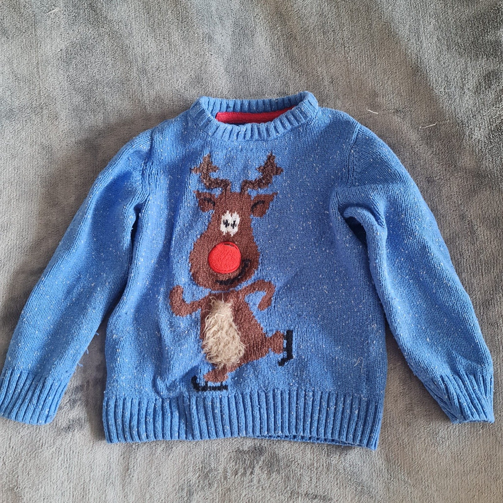 TU Kids Unisex Blue Christmas Reindeer Jumper 3–4 yrs / 98–104 cm