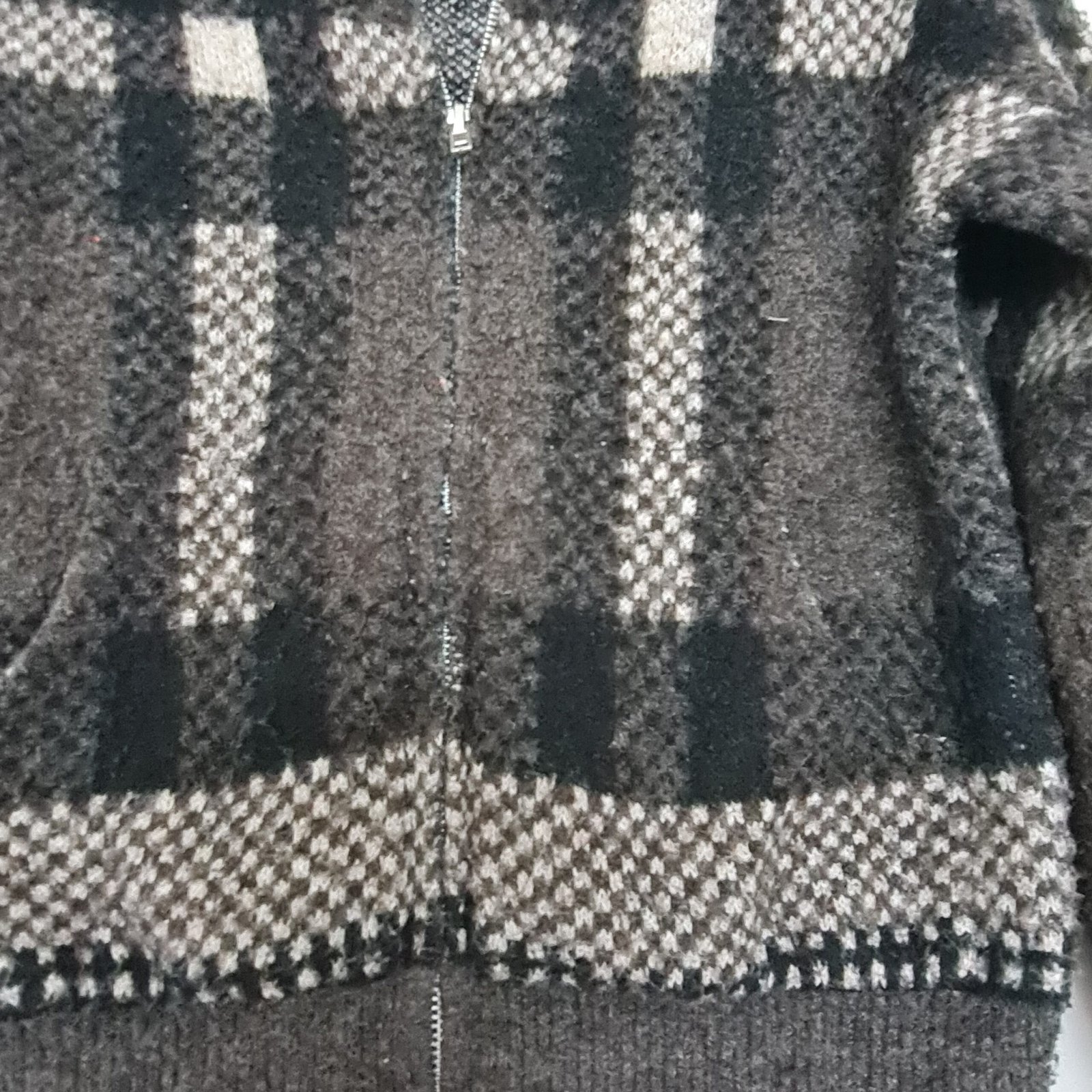Primark Kids Brown Check Zip Cardigan Age 10-11 146cm - Image 2