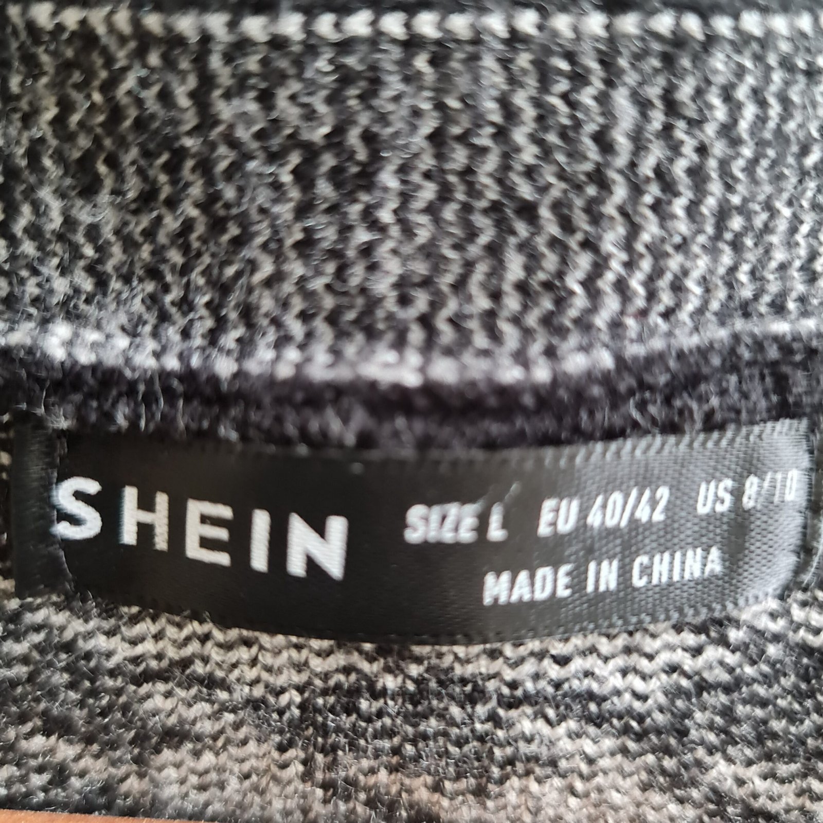 SHEIN Womens Black White Houndstooth Knit Waistcoat L UK 16-18 - Image 3