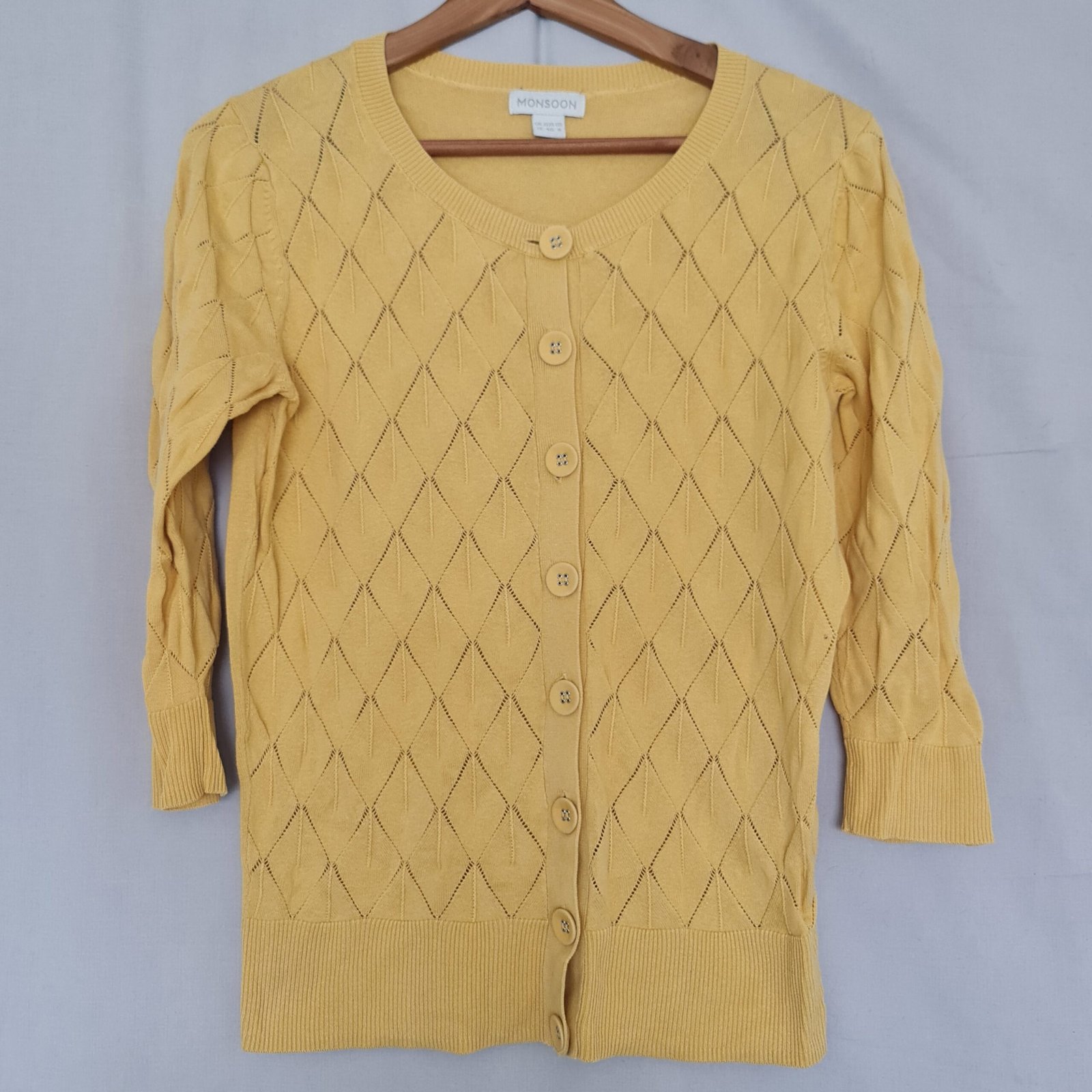 Monsoon Womens Mustard Cotton Knit Cardigan UK 12