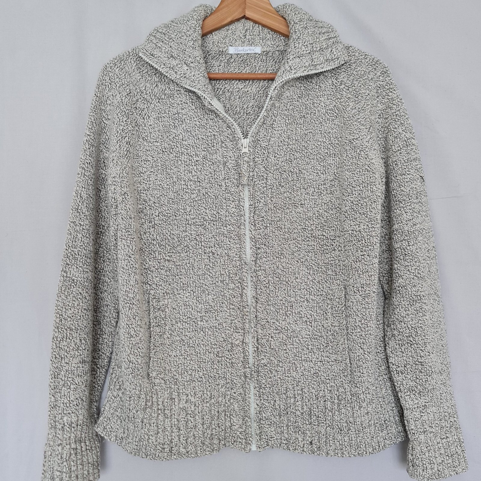 Berkertex Womens Grey Zip Knit Cardigan L / UK 18