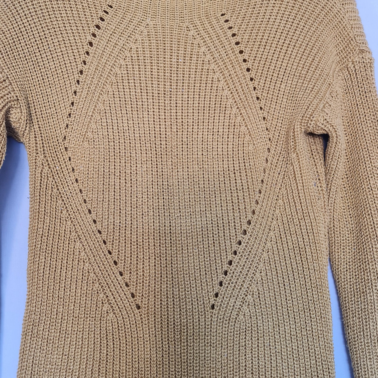 Primark Womens Mustard Pointelle Knit Jumper XS UK 6-8 - Image 2