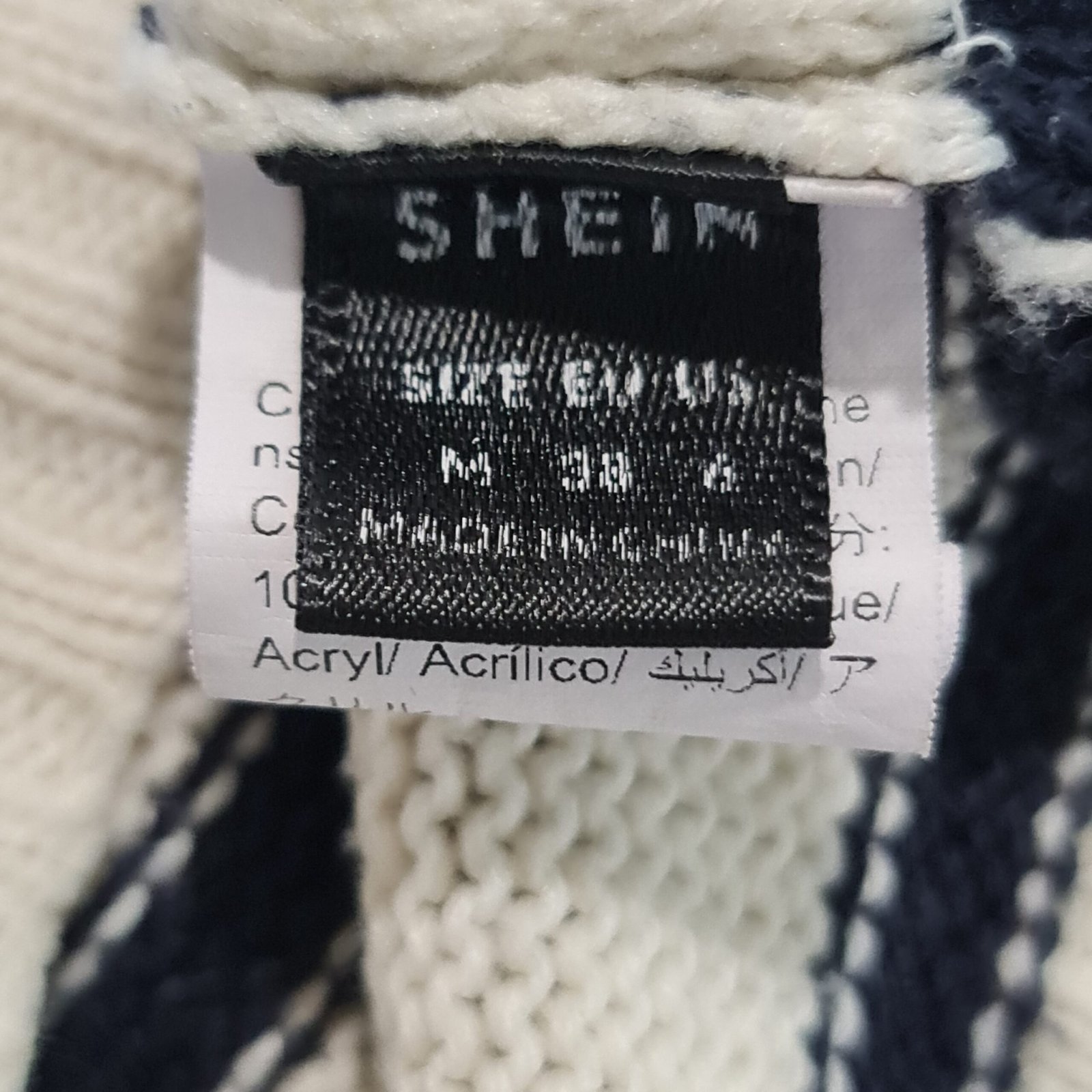 Shein Womens Cream Black Stripe Knit Jumper M UK 12-14 - Image 2