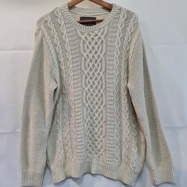 Asylum Heritage Mens Cream Cable Knit Jumper L