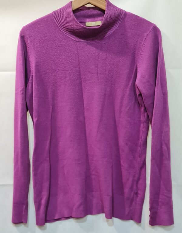 TU Womens Purple Roll Neck Fine Knit Jumper UK 14 Button Cuffs