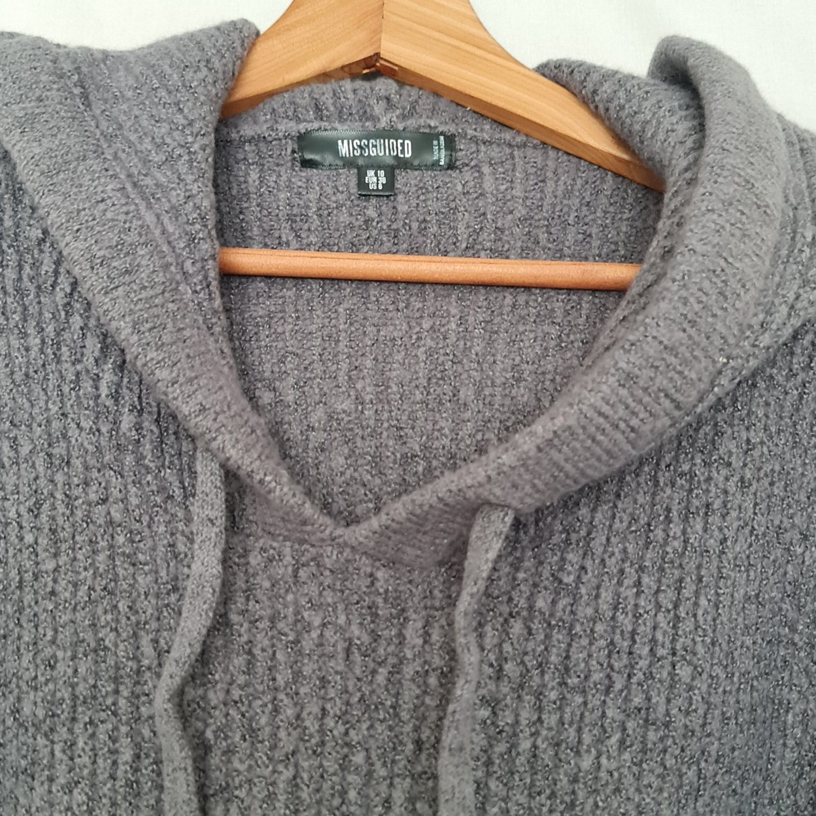 Missguided Womens Grey Chunky Knit Hooded Jumper UK 10 - Image 2