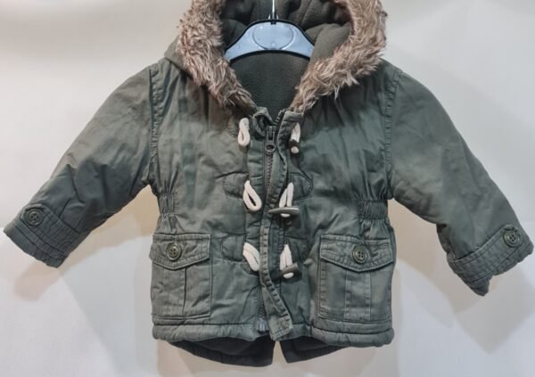 F&F Dark Green Full Zip Parka 6-9 months