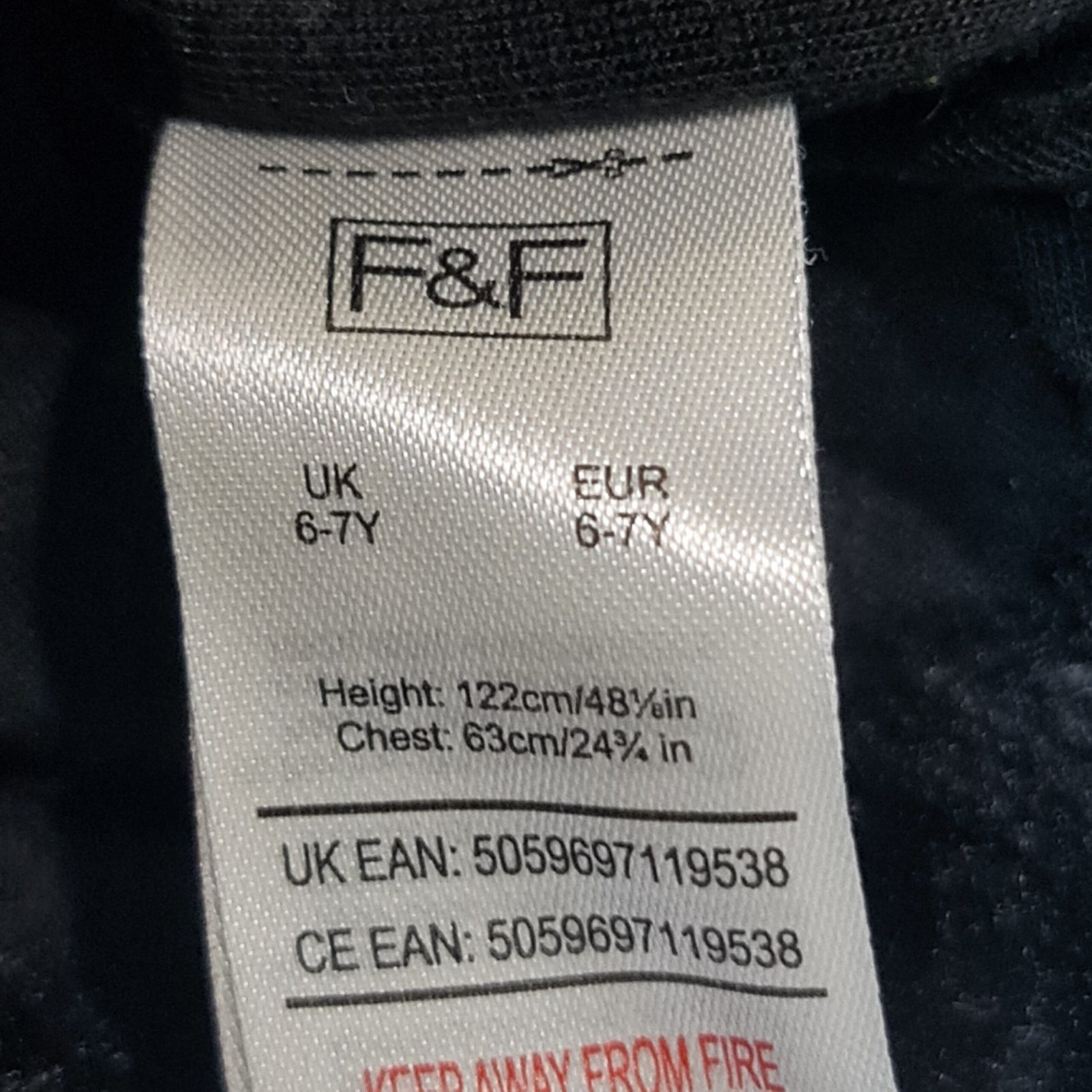 F&F Girls' Black Full Zip Jacket 6-7 years - Image 3