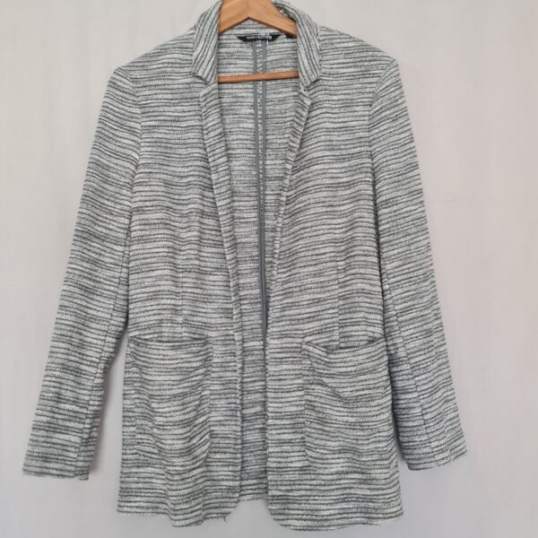 Debenhams Womens Grey White Textured Open Front Blazer UK 12