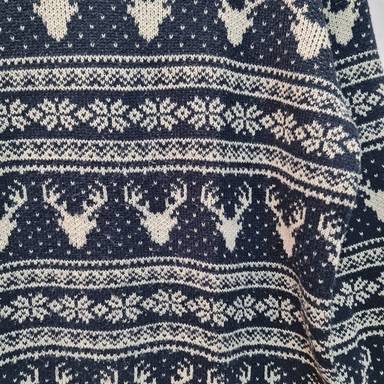 Cedar Wood State Mens Navy Reindeer Fair Isle Christmas Jumper XL - Image 2