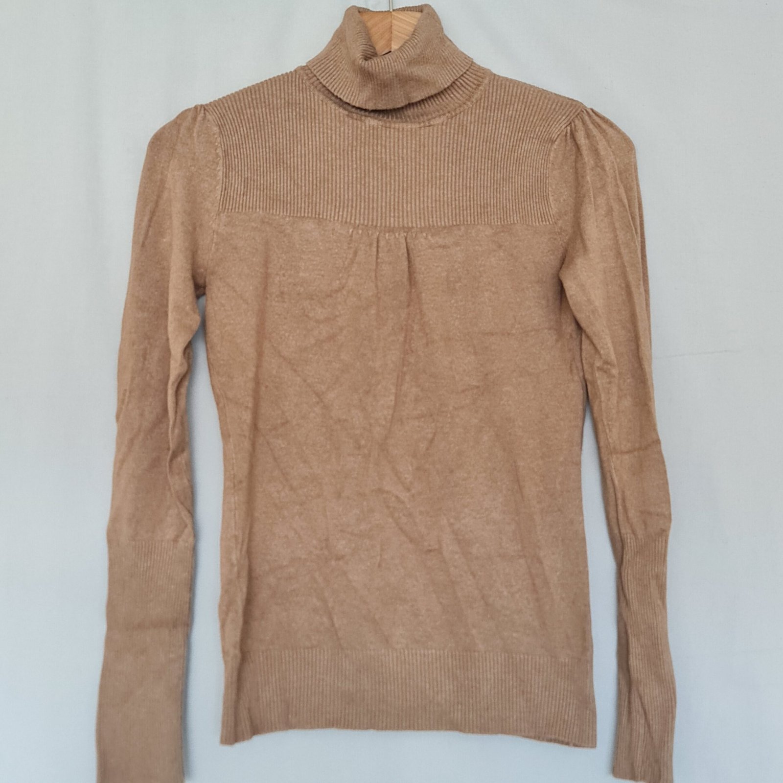New Look Womens Camel Brown Roll Neck Puff Sleeve Jumper UK 10